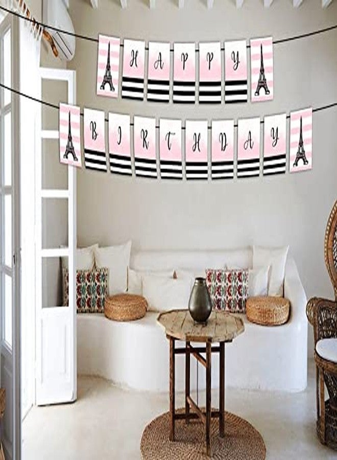 Theme My Party Paris Birthday Decoration Party Supplies for Birthday Girls (Paris - Happy Birthday Banner) - Image 1